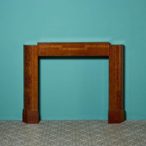Art Deco Walnut Veneer Fireplace