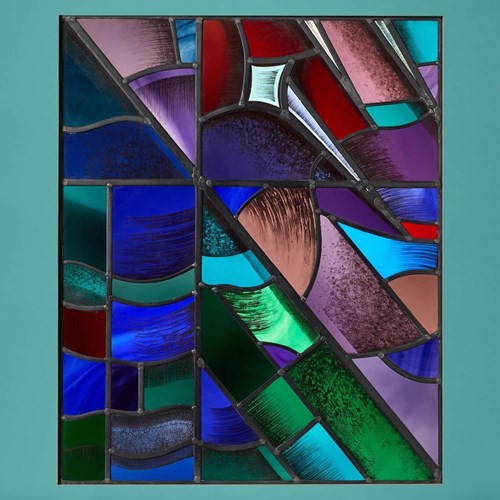 Reclaimed Goddard & Gibbs Modern Style Stained Glass Panel