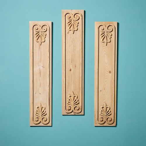 Set Of 3 Georgian Carved Pine Anthemion Panels