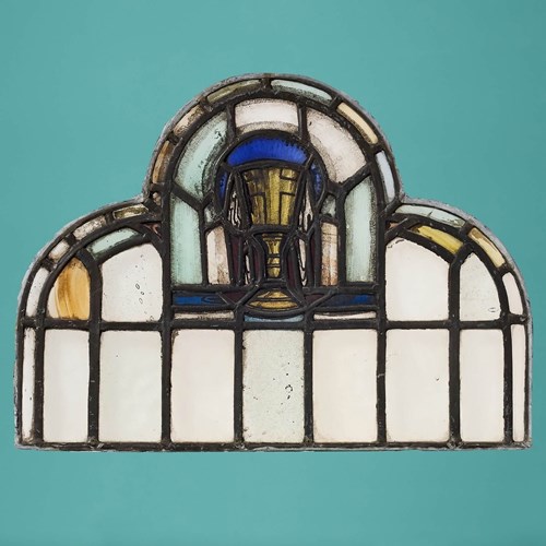 Ecclesiastical 20Th Century Arched Stained Glass Panel