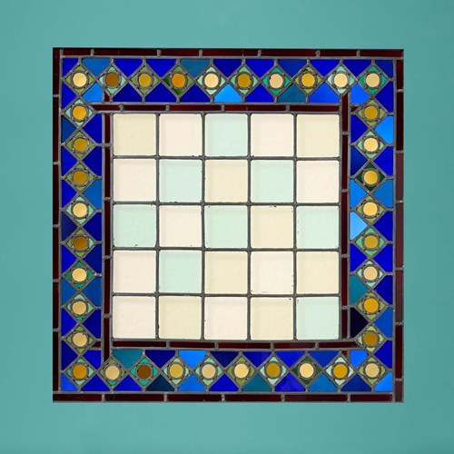 Reclaimed Medieval Style Square Stained Glass Window
