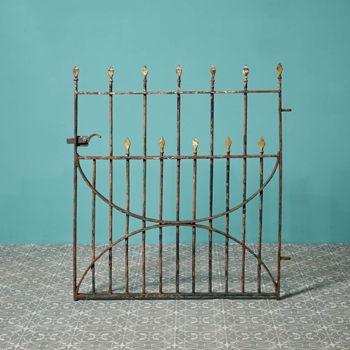 Georgian Wrought Iron Gate With Gold Arrowhead Finials