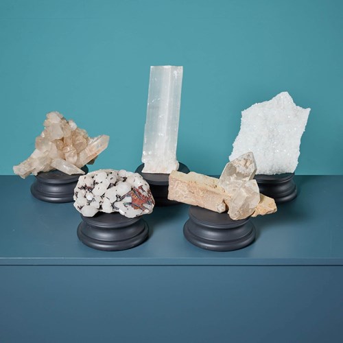 Collection Of 5 Mineral Crystals Including Selenite, Blacknite & Quartz