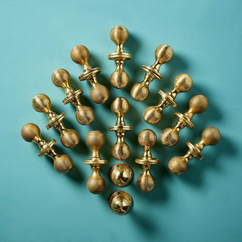 Set Of 13 Vintage English Brass Beehive Door Knobs
