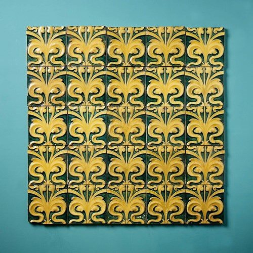 Set Of 25 Arts & Crafts Glazed Ceramic 6-Inch Tiles