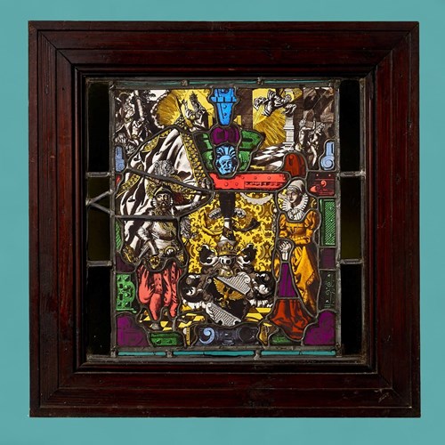 German Heraldic Ecclesiastical Antique Stained Glass