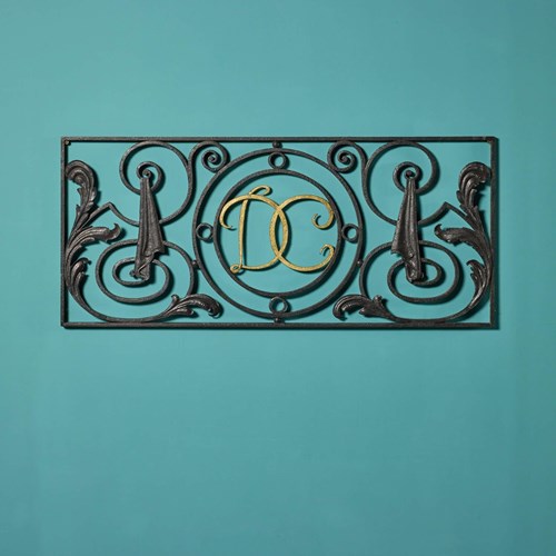 English Wrought Iron Panel Baring The Monogram DC