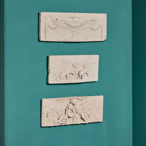 Set Of Three Neoclassical Style Plaster Plaques