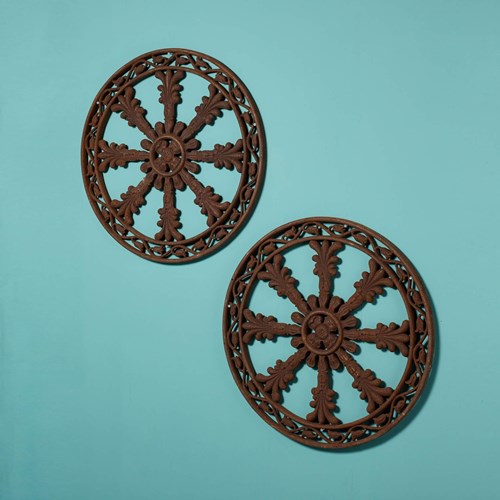 Pair Of Victorian Cast Iron Decorative Roundels
