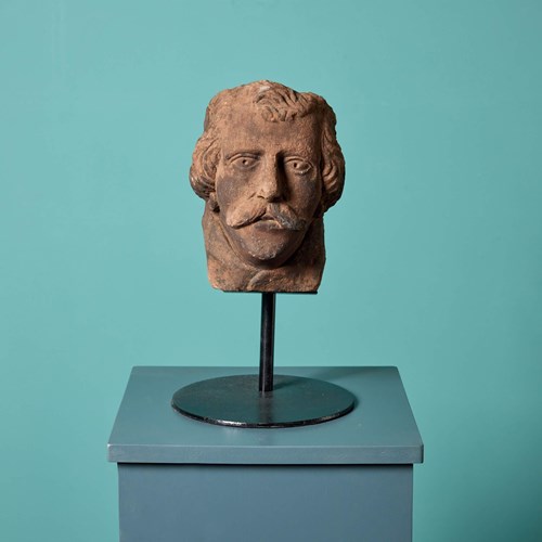 Antique Carved Sandstone Head From Cockermouth