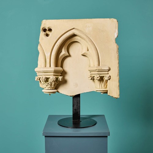 French Caen Stone Architectural Fragment On Stand