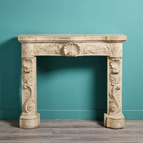 18Th Century Italian Travertine Marble Fireplace