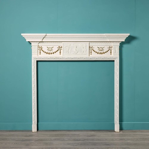 Antique Neoclassical Style Pine & Composition Fireplace