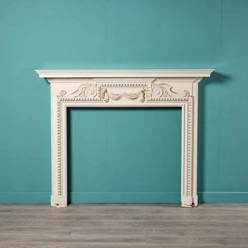 Antique Neoclassical Painted Oak Fireplace