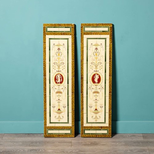Pair Of Antique Minton & Co Tile Panels