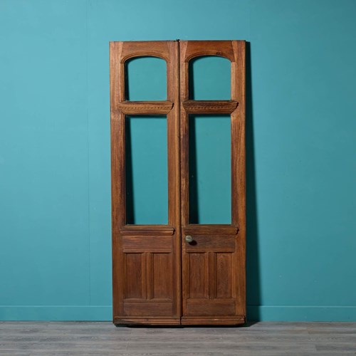 Set Of Tall Edwardian Teak Glazed Doors