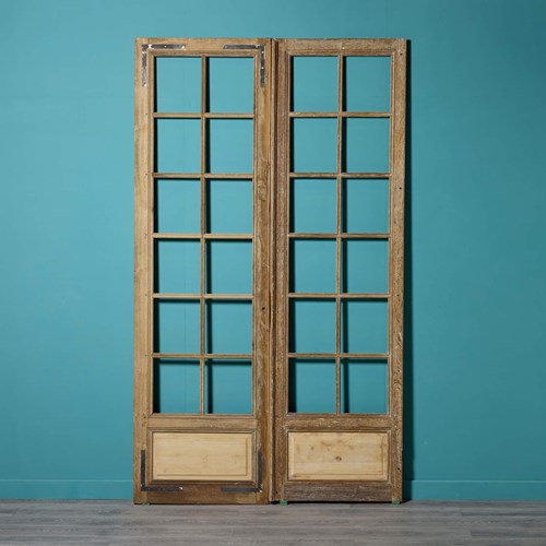 Very Tall Set Of Antique Oak Doors For Glazing