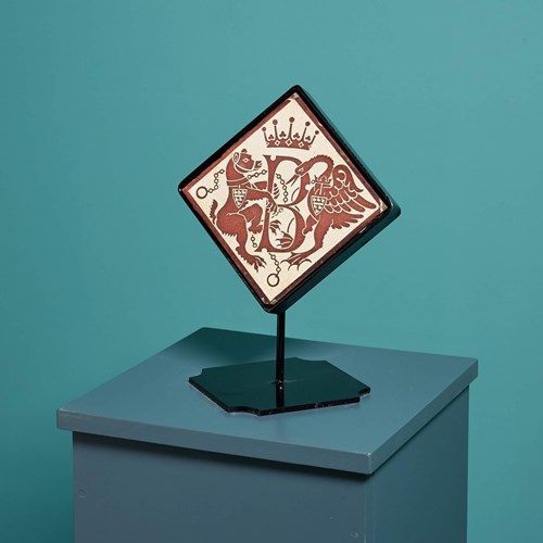 Minton & Co 6-Inch Encaustic Heraldic Tile On Stand