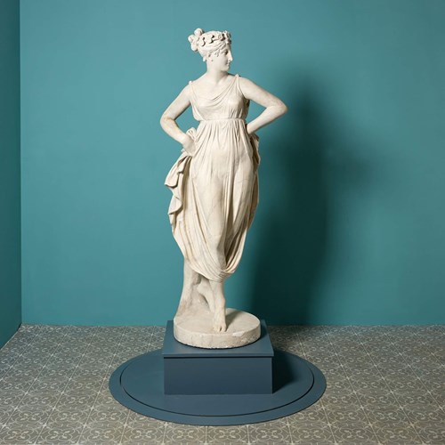 Antique Marbled Plaster Statue Of Hebe
