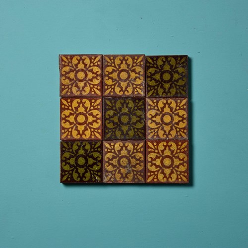 Set Of 9 Art Nouveau Christopher Dresser Tiles By Linthorpe Pottery
