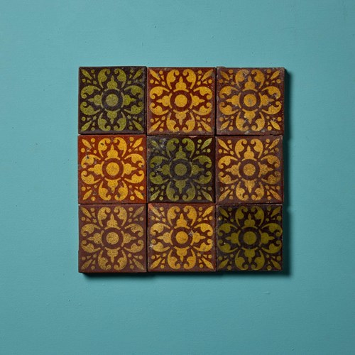 Set Of 9 Art Nouveau Ceramic Tiles By Christopher Dresser’S Linthorpe Pottery