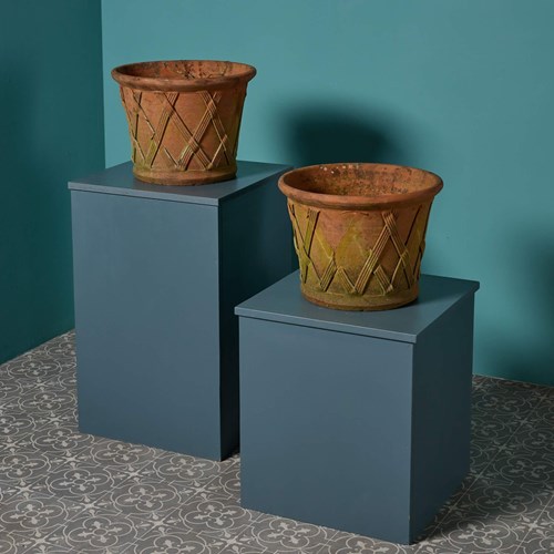 Pair Of Victorian Style Terracotta Lattice Planters