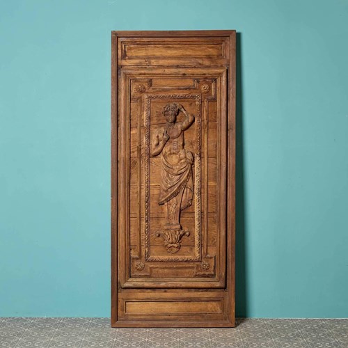 Antique Medieval Style Carved Oak Door Or Panel