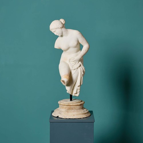 Statuary Marble Sculpture Of The Bathing Venus After The Antique