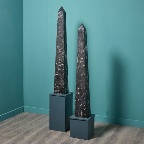 Pair Of Large Orthoceras Obelisks