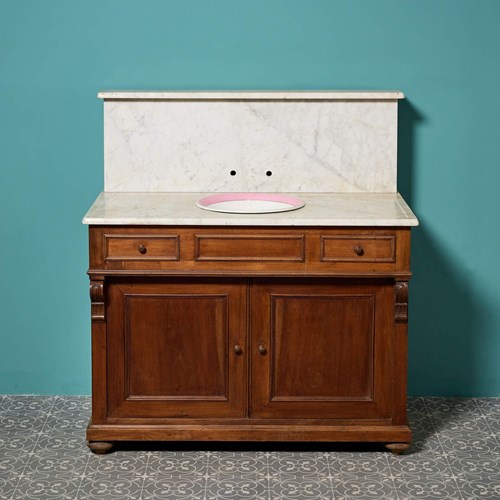Antique Louis Style Carrara Marble Washstand