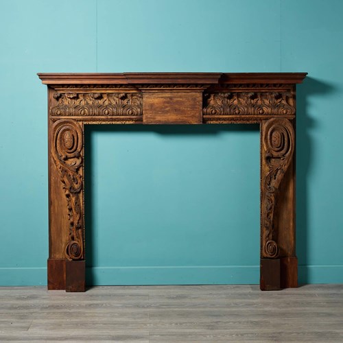 Large Carved Pine Georgian Style Fire Surround