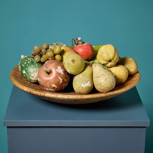 Collection Of Antique Lifesize Faux Fruit (Bowl Not Included)