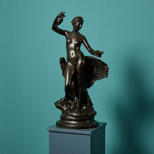 Antique Bronze Sculpture Of Hebe & Jupiter's Eagle