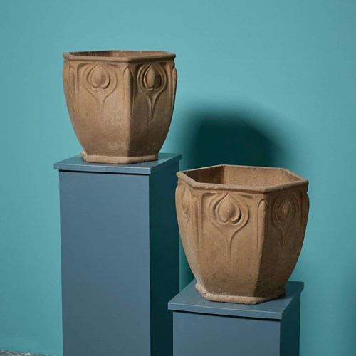 Pair Of Doulton Art Nouveau Stoneware Planters