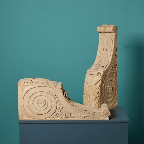 Pair Of Antique Georgian Lime Wood Corbels