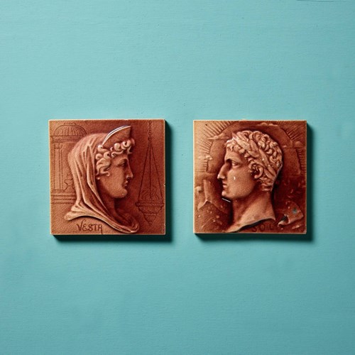 Pair Of Burmantofts Neoclassical Style Tiles