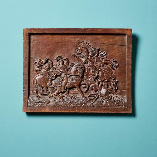 Antique Decorative Wall Panel Carved With Mythical Scene