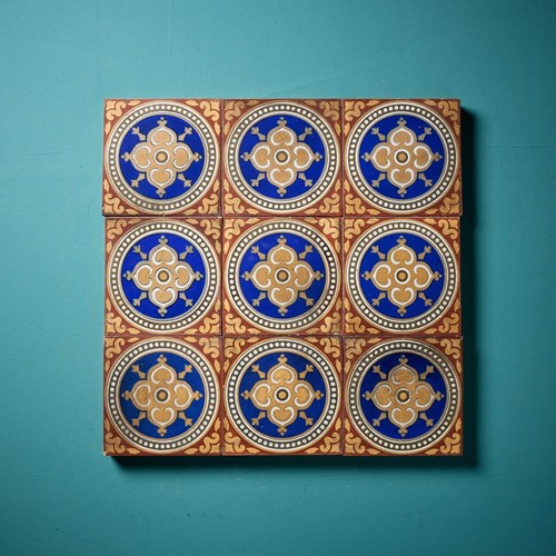 Set Of 9 Maw & Co Patterned Encaustic Tiles