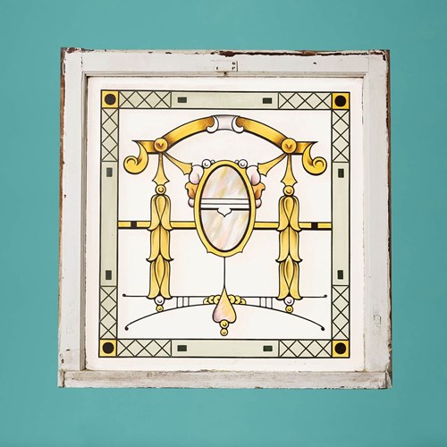 20Th Century Art Nouveau Etched Glass Window