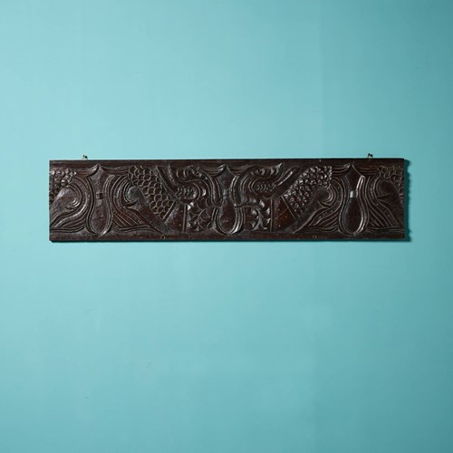 Handcarved 17Th Century Oak Wall Hanging Panel