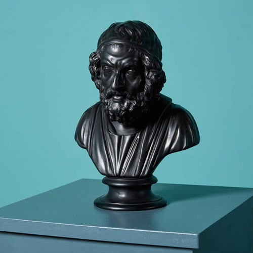 Antique Wedgwood Basalt Bust Of Homer