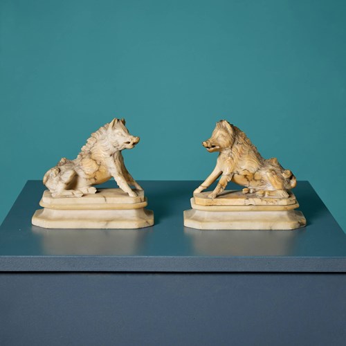 Pair Of 19Th Century Grand Tour Sculptures After The Uffizi Boar