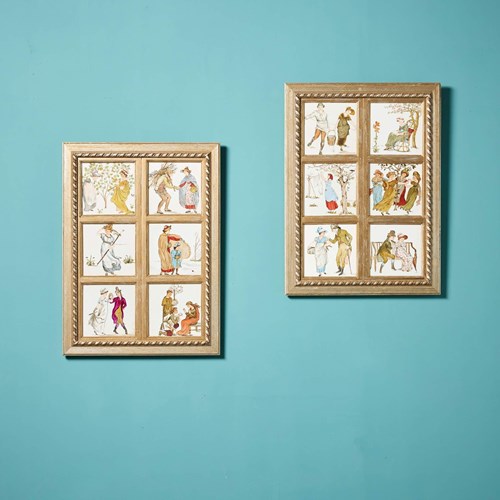 Twelve Framed Minton & Co. Tiles Designed By Walter Crane