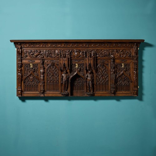 Antique 19Th Century Gothic Style Decorative Oak Wall Panel