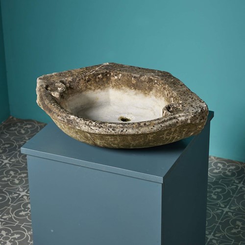 Antique 18Th Century Carrara Marble Corner Basin