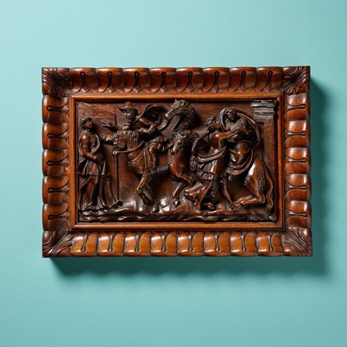 Carved 17Th Century Decorative Renaissance Wall Panel