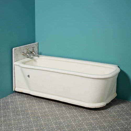Edwardian Carrara Marble & Glazed Stoneware Corner Bath By Royal Doulton