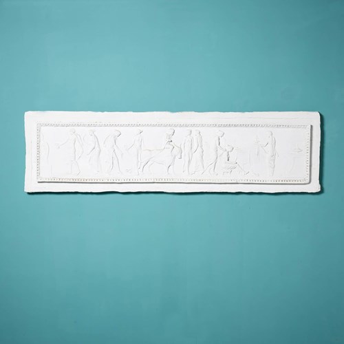 Antique Neoclassical Plaster Panel Of Classical Figures