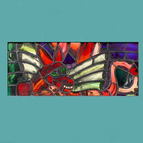 Sax Shaw (1916-2000) Stained Glass Window With Dragon