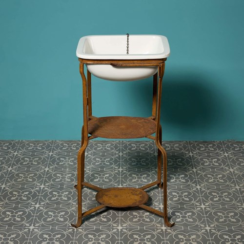 Antique Victorian Twyfords Ceramic Campaign Sink & Stand 